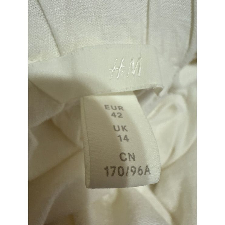 H&M White Halter Sleeveless V Neck Backless Open Back Midi Wrap Dress Size 12