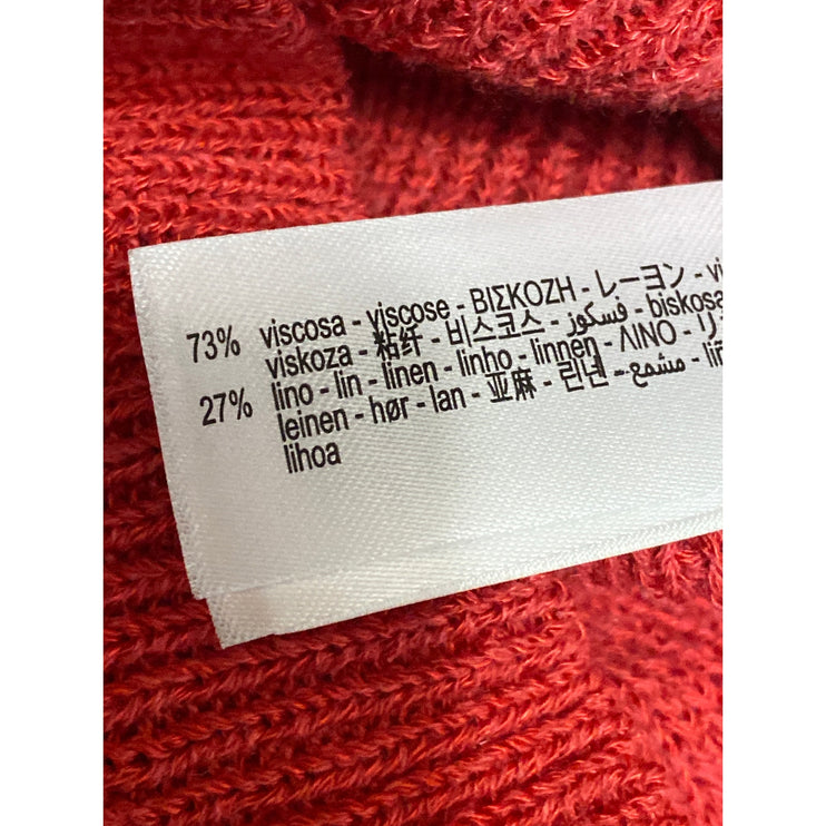 Zara Women's Red Linen Ribbed V Neck Sleeveless Crop Cami Camisole Tank Top Sz S
