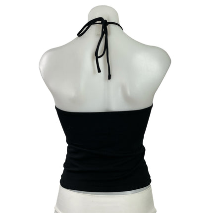 Aritzia TNA Chill Womens Black Sleeveless Halter Neck Open Back Tank Top Size S
