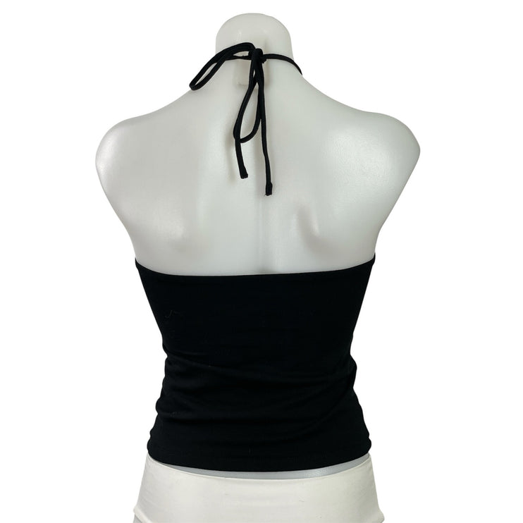 Aritzia TNA Chill Womens Black Sleeveless Halter Neck Open Back Tank Top Size S