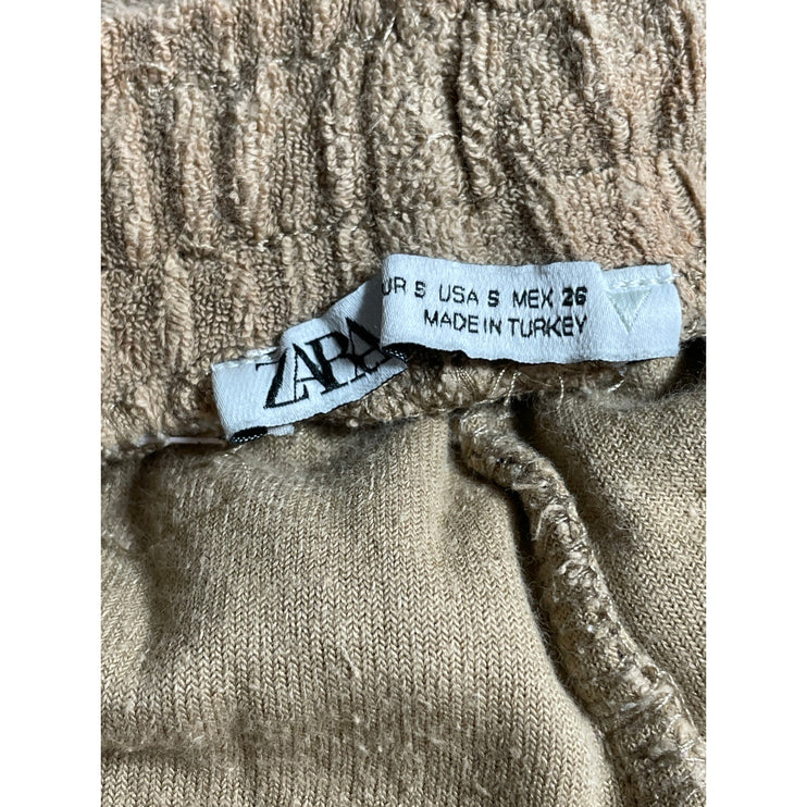 Zara Women's Brown High Rise Drawstring Mini Beach Casual Wide Leg Shorts Size S