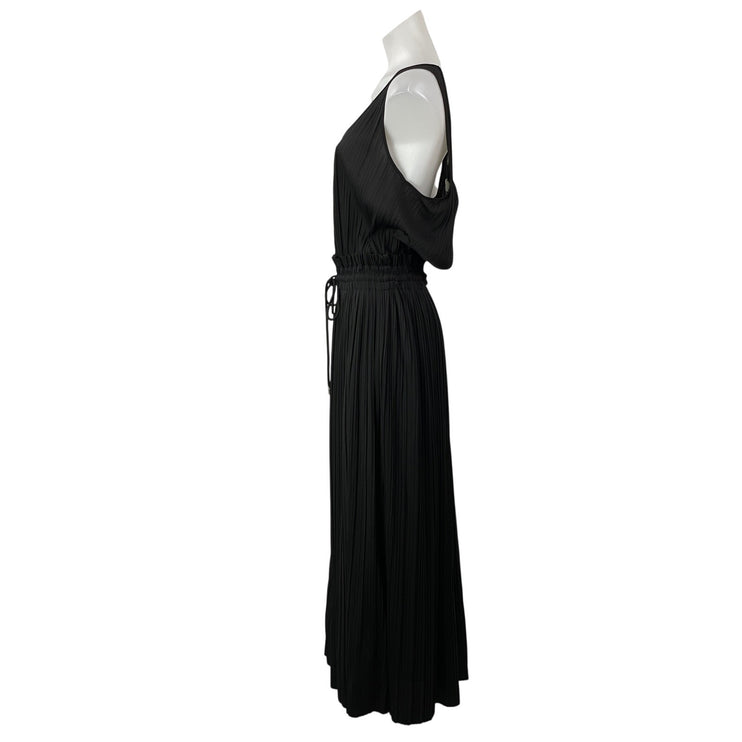 A.L.C Val Women's Black Sleeveless Smocked Drawstring Pleated Flowy Maxi Dress M
