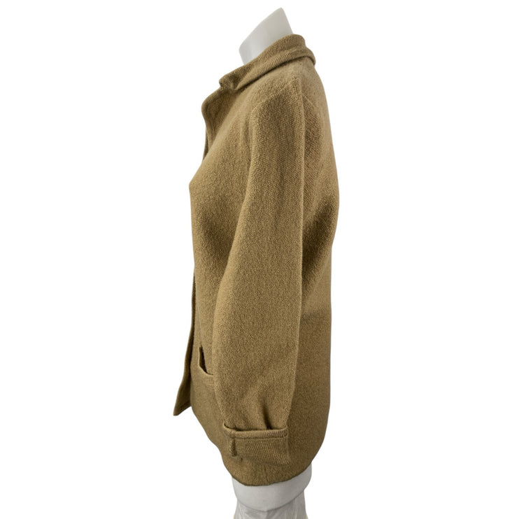 Sag Harbor Women's Tan Wool Long Sleeve Button Up Cardigan Sweater Top Size M