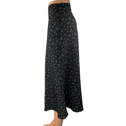 Oak + Fort Women's Black White Floral High Waisted Midi Slip Dress Size XS