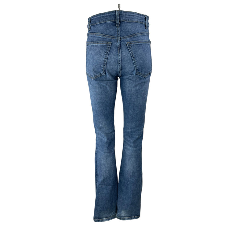 Zara Blue Medium Wash Slim Fit High Waisted Bootcut Flare Denim Jeans Pants Sz 8