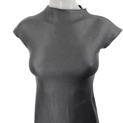 Zara Women's Black Mock Neck Short Cap Sleeve Mini Fitted Bodycon Dress Size S