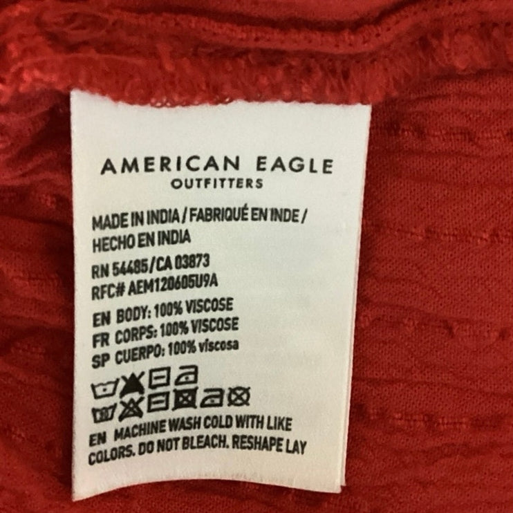 American Eagle Red V Neck Sleeveless Twist Front Cropped Tank Top Size XS