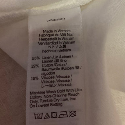 NEW Madewell White Linen Asymmetric Button Up Long Sleeve Mini Shirt Dress XXS