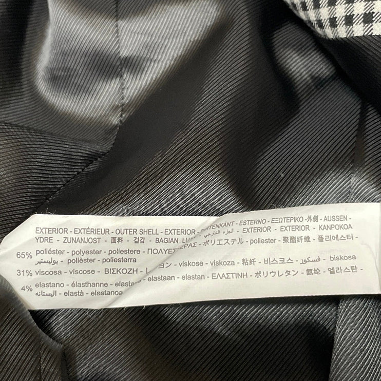 Zara Black White Gingham Plaid Checkered Long Sleeves Blazer Coat Jacket Size M