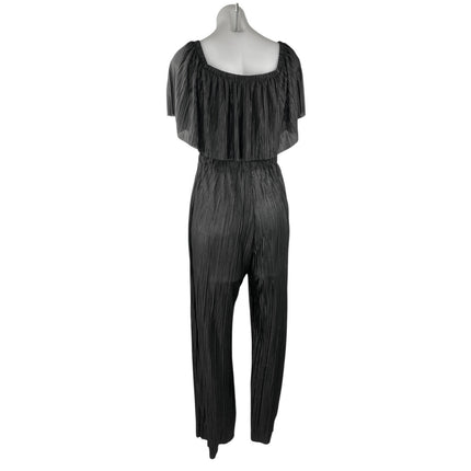 New Look Black Layered Flutter Sleeve Off The Shoulder Wide Leg Jumpsuit Size 6