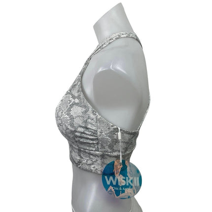 NEW WISKII Dream Big Princes Gray Snake Skin Halter Neck Crop Tank Top Size S