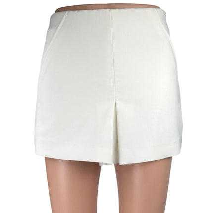 Zara Women's White Straight Pencil Slit Pockets Zipper Mini Skirt Skort Size XS