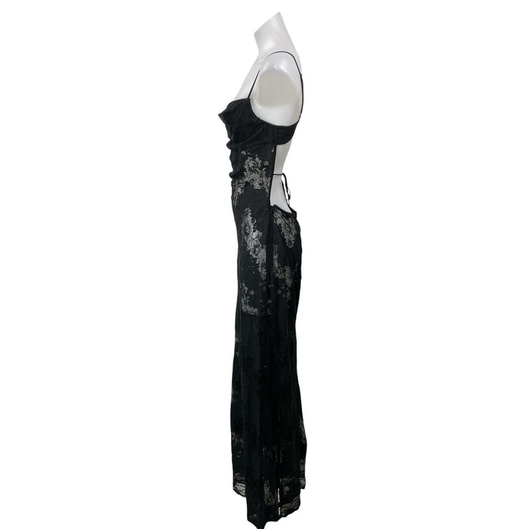 I.AM.GIA Leona Women's Black Sleeveless Floral Lace Open Back Cami Maxi Dress S