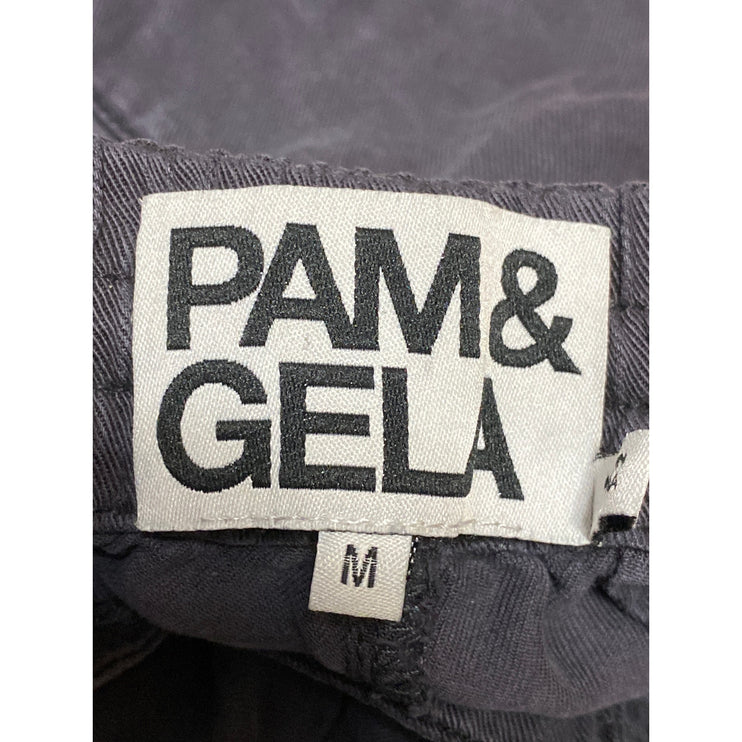 Pam & Gela Women's Black High Waisted Zip Pockets Cargo Trousers Jogger Pants M