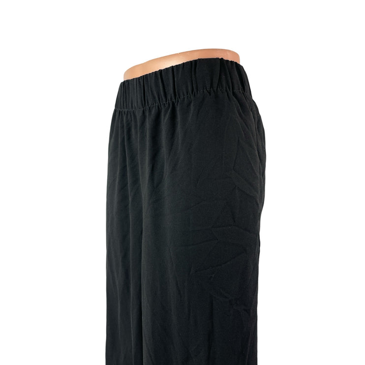 H&M Women's Black High Waisted Wide Leg Cropped Trousers Casual Pants Size 6