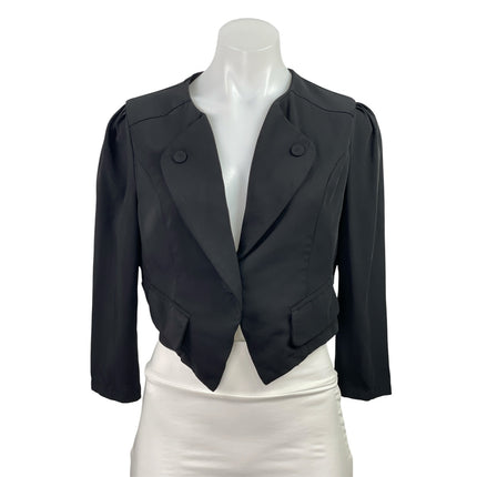 Viseversa Women's Black Long Sleeve Notch Lapel Cropped Blazer Coat Jacket Sz M
