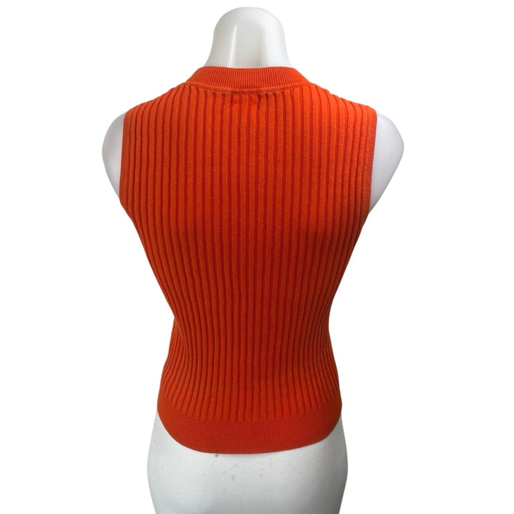 Gorman Women's Red Rib Knit Sleeveless Mock Neck Crop Sweater Vest Tank Top Sz 6