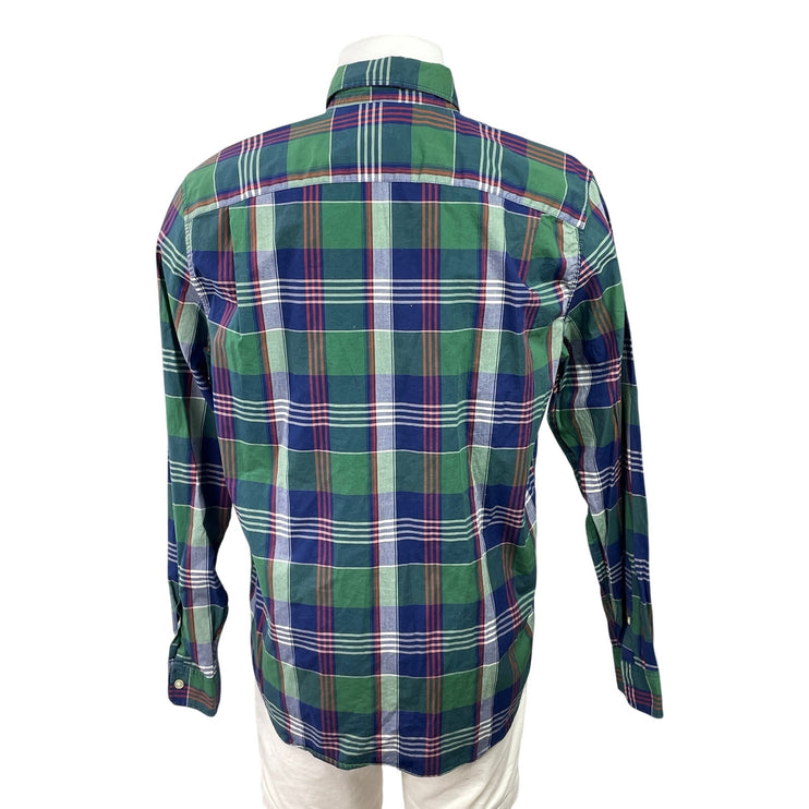 Gap Men's Green Plaid Stretch Standard Fit Long Sleeve Button Down Shirt Top L