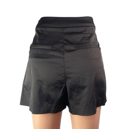 Zara Women's Black Satin Pleated High Waisted Wide Leg Mini Shorts Size XS