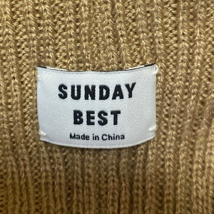 Aritzia Sunday Best Womens Brown Rib Knit Cuffed Fold Up Beanie Cap Hat One Size