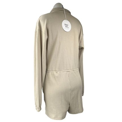 NEW Princess Polly Gabriella Beige Long Sleeve Zipper Playsuit Jumpsuit Romper 4