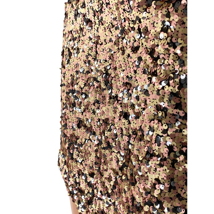 Free People Annalise Multicolor Sequin Slit High Waisted Mini Bodycon Skirt Sz 4