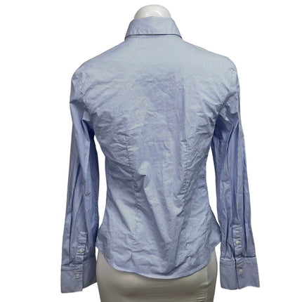 MNG Mango Women's Blue Slim Fit Stripe Long Sleeve Button Down Shirt Top Size 4