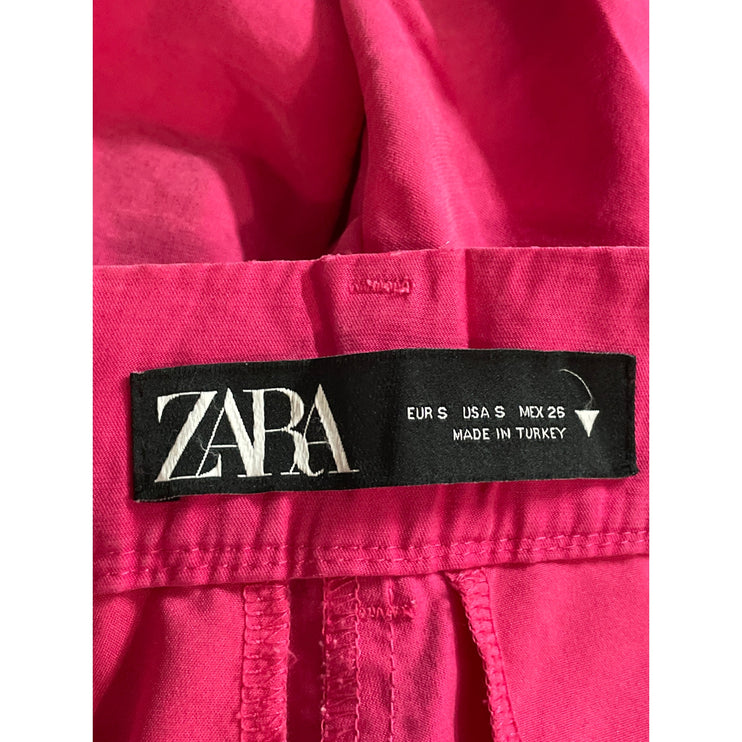 Zara Women's Pink High Rise Pleated Wide Leg Straight Trousers Pants Size S