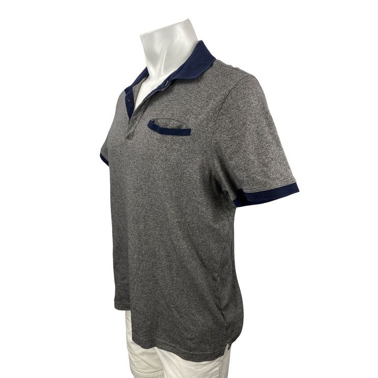 Banana Republic Luxury Touch Men's Gray Blue Short Sleeve Polo Shirt Top Size L