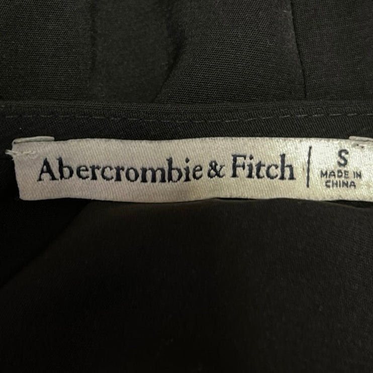 Abercrombie & Fitch Black Wrap Tie V-neck Long Puff Sleeve Smocked Blouse Top S