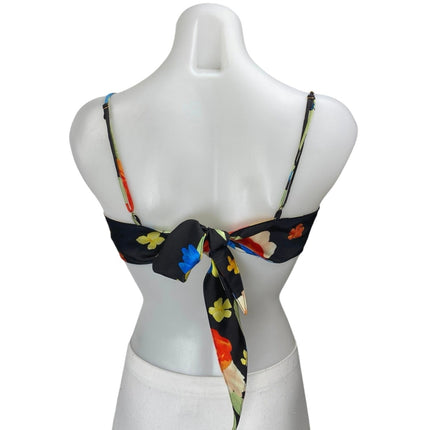Danielle Bernstein Multicolor Floral Sleeveless Tie Back Cami Tank Crop Top M