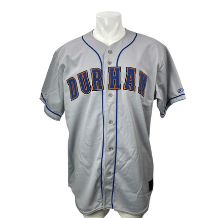 Rawlings Durham Bulls Men's Gray Short Sleeve Button Down Jersey Top Size L