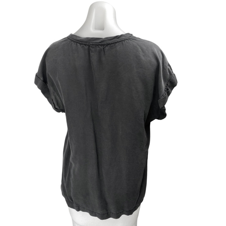 Bella Dahl Women's Black Short Sleeve Loose Basic V Neck T Shirt Tee Top Size S