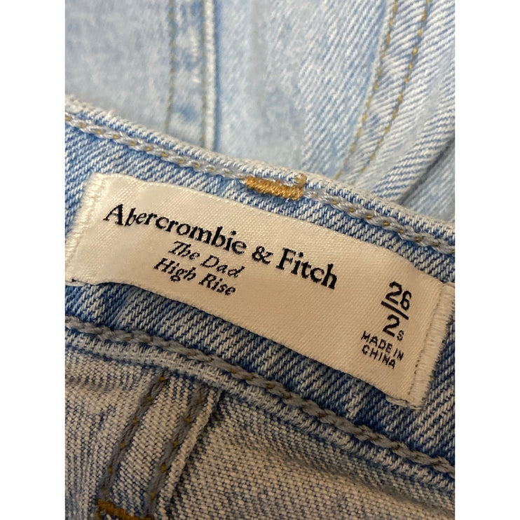 Abercrombie & Fitch The Dad High Rise Blue Light Wash Straight Denim Jeans Sz 26
