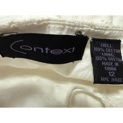 Context White Embroidered Eyelet V-neck Sleeveless Cami Camisole A-line Dress