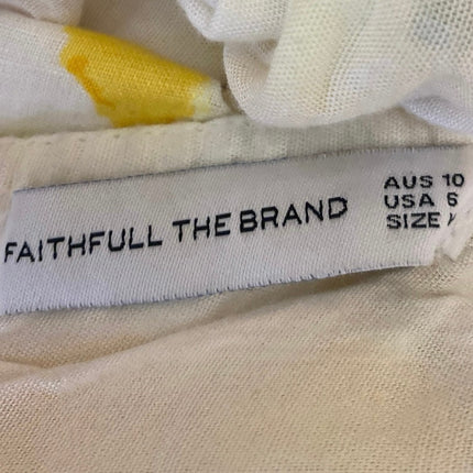 Faithfull The Brand El Rio 100% Linen Yellow Floral Cutout A Line Maxi Dress 6