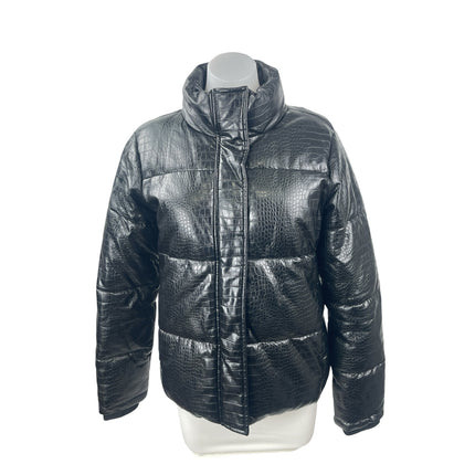 Marc New York Faux Vegan Leather Croc Embossed Quilted Puffer Coat Jacket Sz S