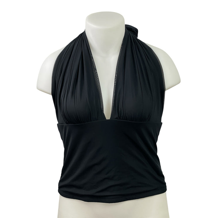Abercrombie & Fitch Black Halter Plunge V Neck Sleeveless Blouse Top Size XL