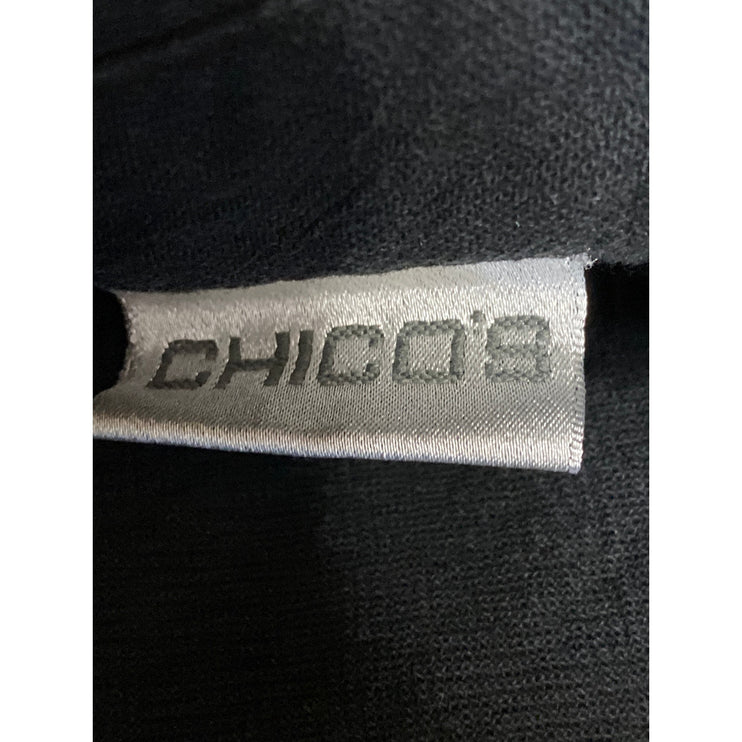 Chico's Women's Black Roll Tab Long Sleeve Pocket Button Down Shirt Top Size 3