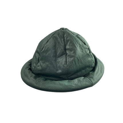 Kith & Kin Women's Stadium Green Soft Quilted Rounded Rain Puffer Bucket Hat OS
