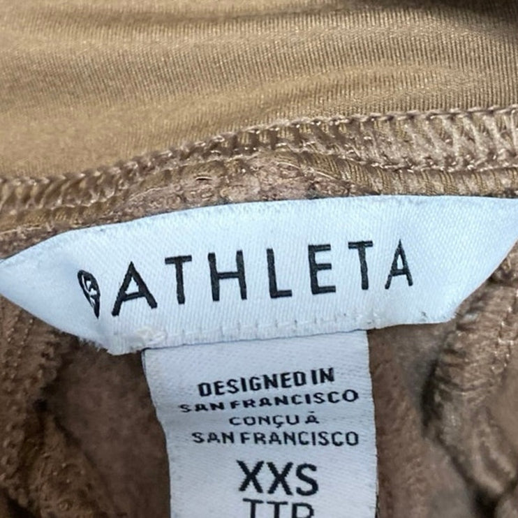Athleta Womens Brown Tan Fleece High Rise Wide Leg Trousers Sweat Pants Size XXS