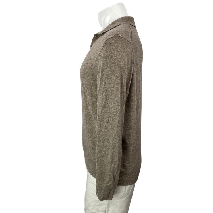 Zara Men's Beige Long Sleeves Wool Knit Collared Pullover Polo Sweater Top Sz XL