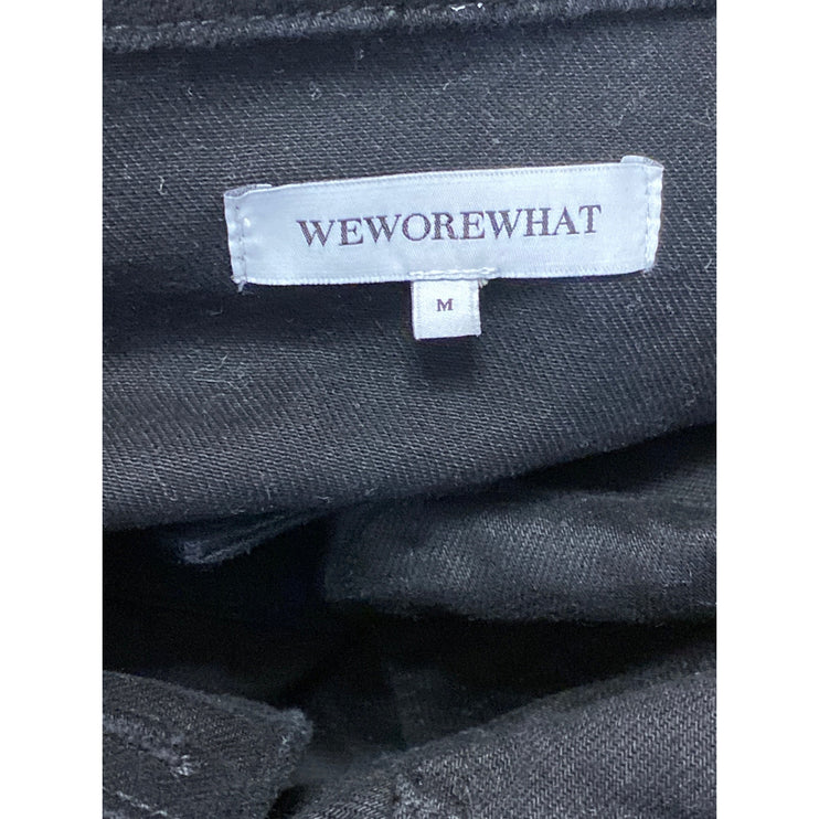 WeWoreWhat Women's Black Collared Long Sleeve Crop Boxy Denim Coat Jacket Size M