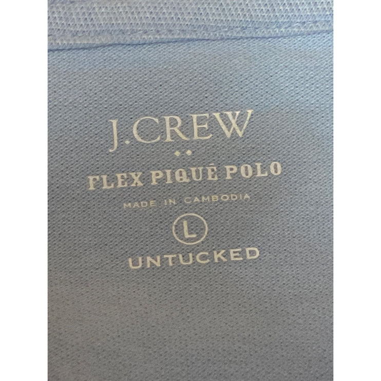 J.Crew Flex Pique Men's White Untucked Short Sleeve Golf Polo Shirt Top Size L