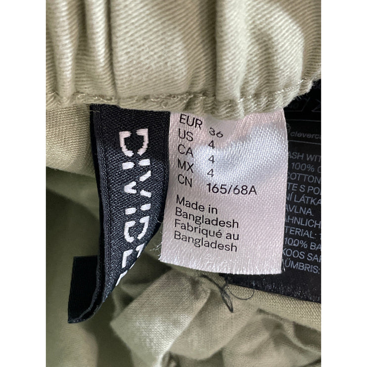 H&M Women's Green High Rise Pull On Tapered Cargo Jogger Trousers Pants Size 4
