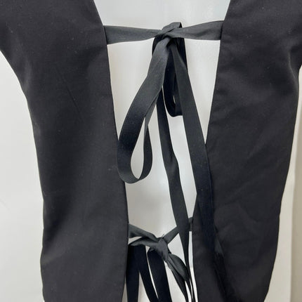 Zara Women's Black Sleeveless Tie Back V Neck Button Down Vest Top Size XS