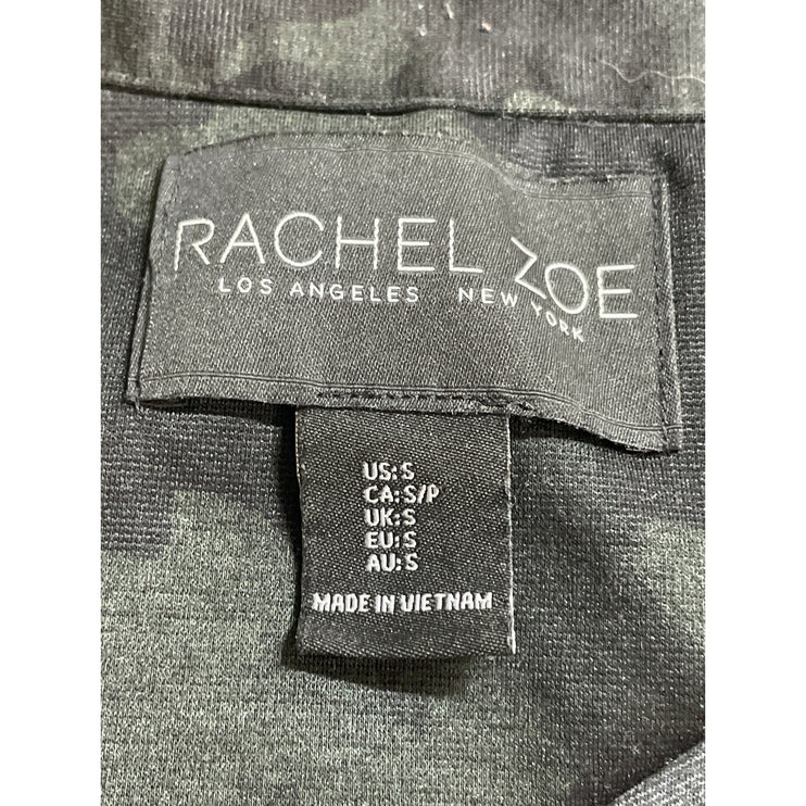 Rachel Zoe Black Green Camo Army Long Sleeve Open Blazer Coat Jacket Size S
