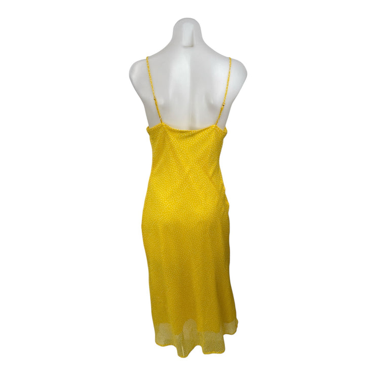 Urban Outfitters Yellow Dotted Polka Dots Sleeveless Cowl Neck Cami Slip Dress S