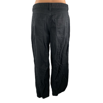 H&M Women's Black High Waisted Wide Leg Baggy Y2k Relaxed Denim Jeans Size 6