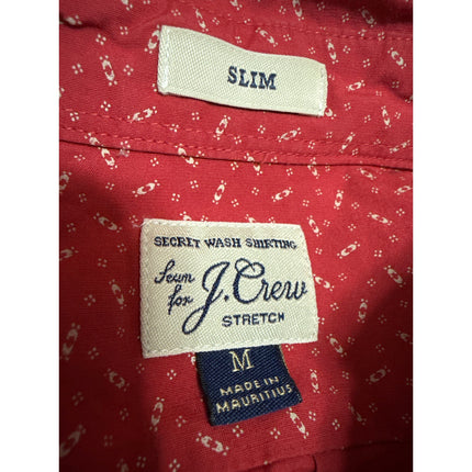 J.Crew Men's Red Printed Long Sleeve Collar Slim Fit Button Down Pocket Shirt M